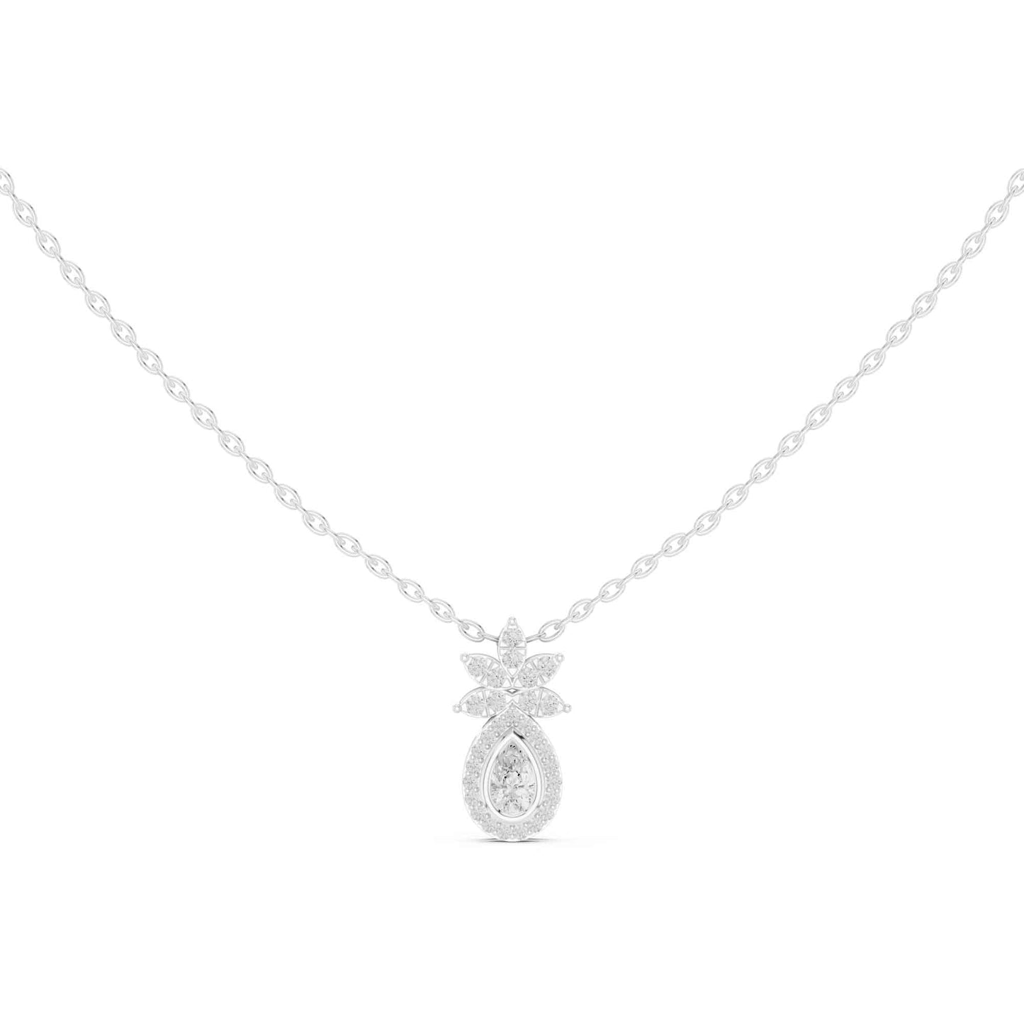 Pear Lab Grown Diamond Halo Drop Chain & Pendant