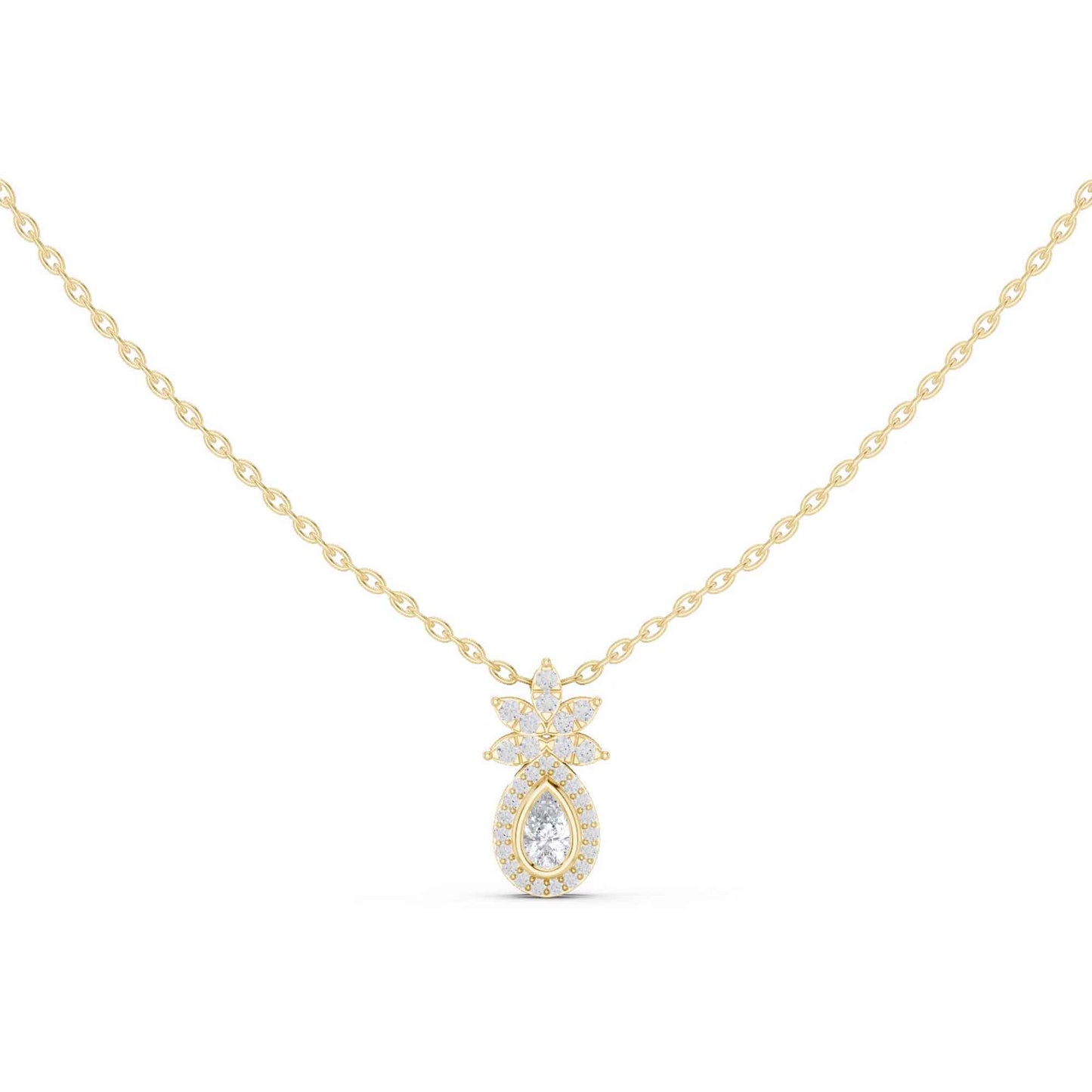 Pear Lab Grown Diamond Halo Drop Chain & Pendant