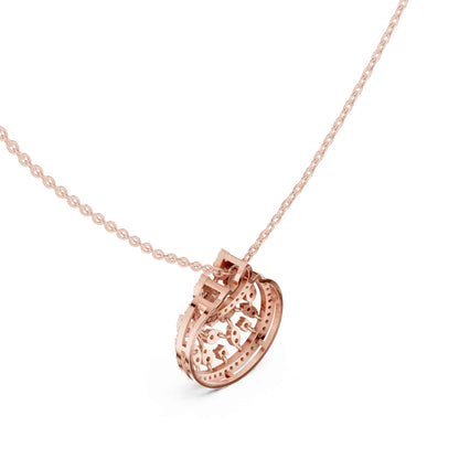 Round Cut Lab Grown Diamond Circle Cluster Chain & Pendant