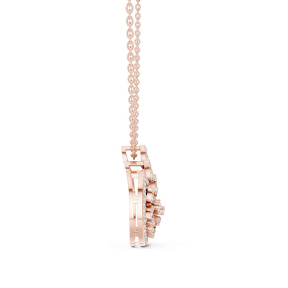 Round Cut Lab Grown Diamond Circle Cluster Chain & Pendant