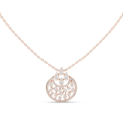 Round Cut Lab Grown Diamond Circle Cluster Chain & Pendant