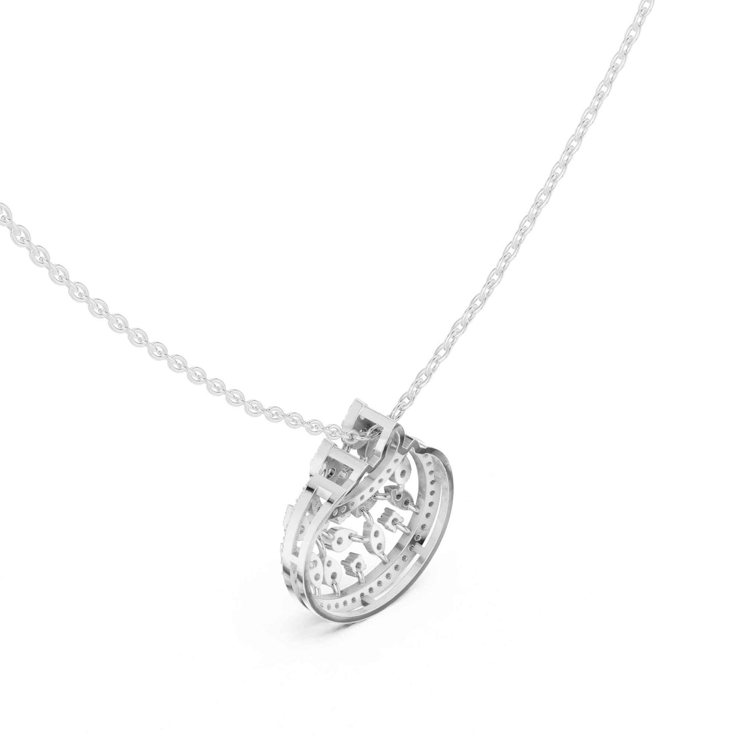 Round Cut Lab Grown Diamond Circle Cluster Chain & Pendant
