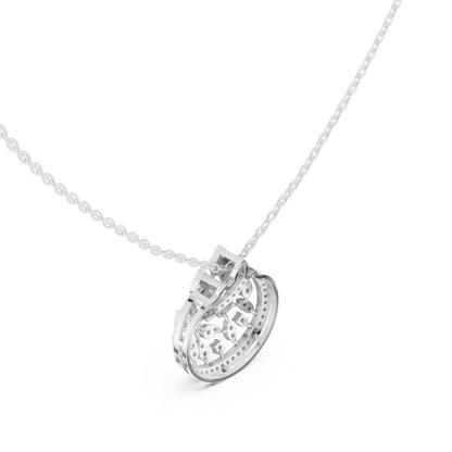 Round Cut Lab Grown Diamond Circle Cluster Chain & Pendant