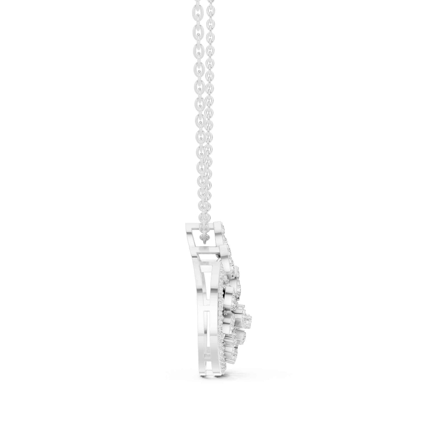 Round Cut Lab Grown Diamond Circle Cluster Chain & Pendant