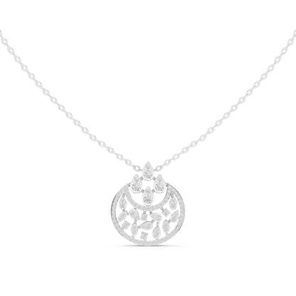 Round Cut Lab Grown Diamond Circle Cluster Chain & Pendant