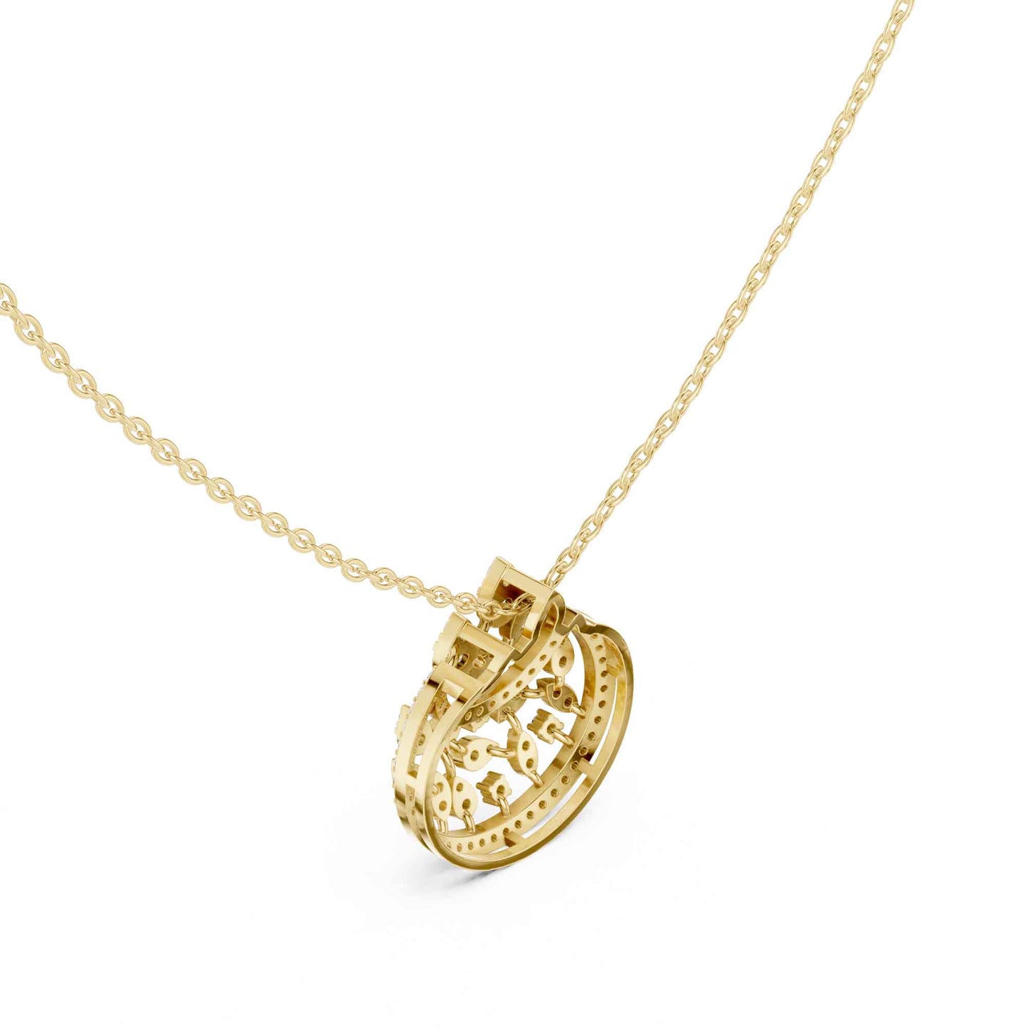 Round Cut Lab Grown Diamond Circle Cluster Chain & Pendant