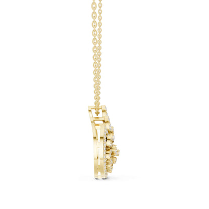 Round Cut Lab Grown Diamond Circle Cluster Chain & Pendant