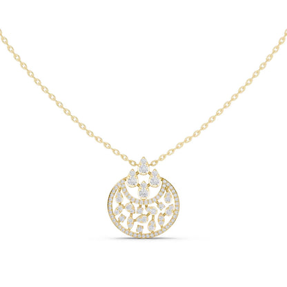 Round Cut Lab Grown Diamond Circle Cluster Chain & Pendant