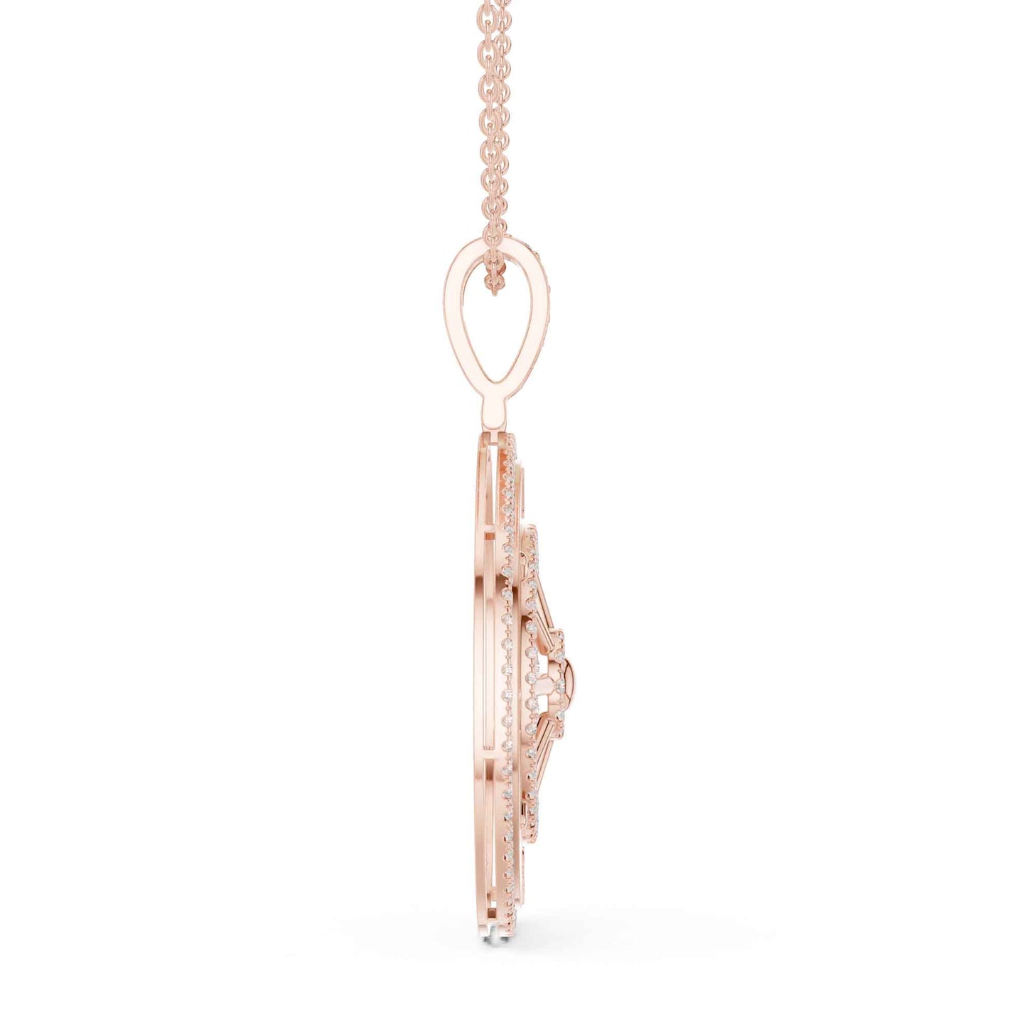 Lab Grown Diamond Compass Wheel Chain & Pendant