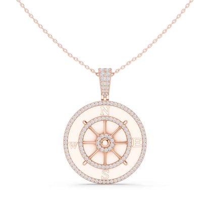 Lab Grown Diamond Compass Wheel Chain & Pendant
