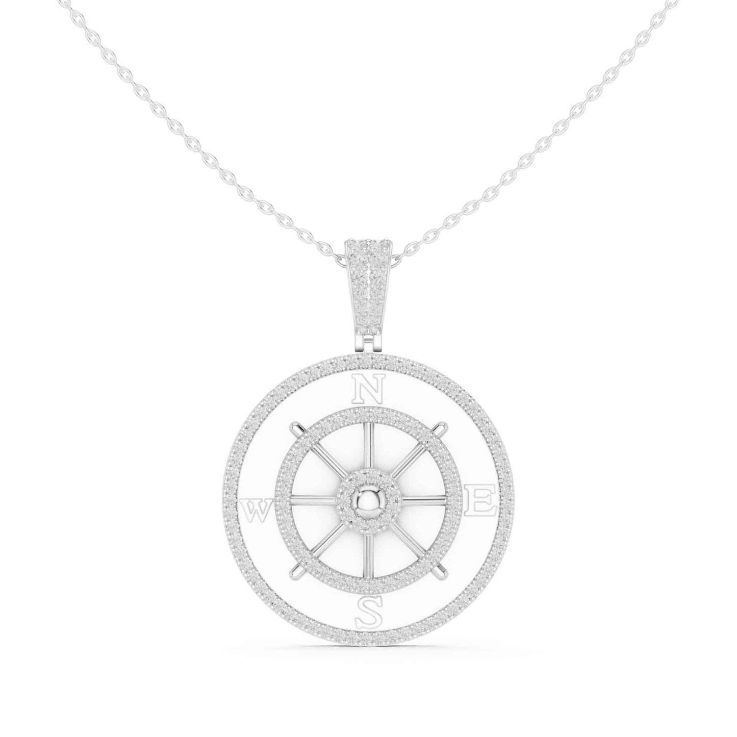 Lab Grown Diamond Compass Wheel Chain & Pendant