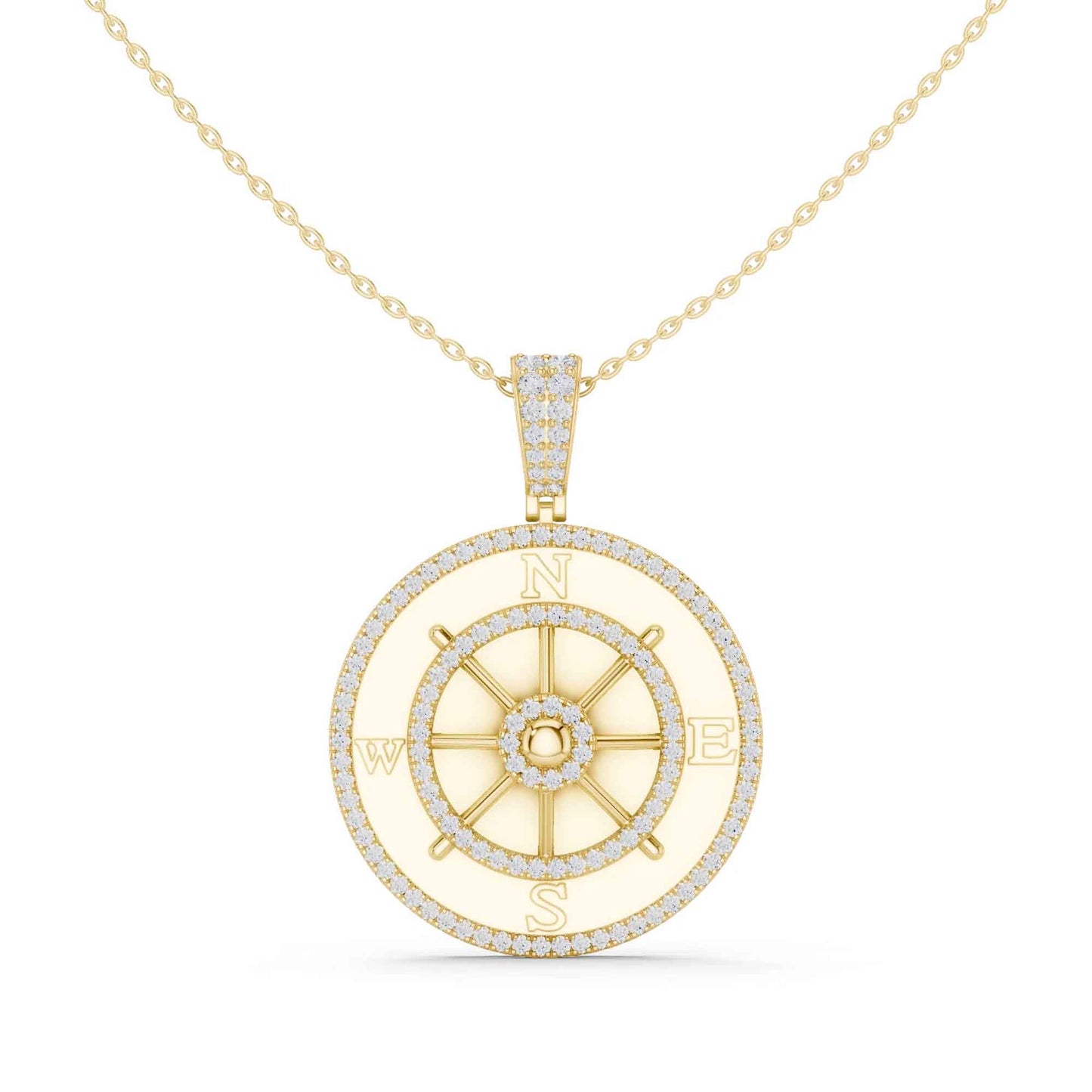 Lab Grown Diamond Compass Wheel Chain & Pendant
