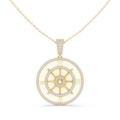 Lab Grown Diamond Compass Wheel Chain & Pendant
