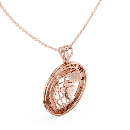 Lab Grown Diamond World Globe Medallion Chain & Pendant
