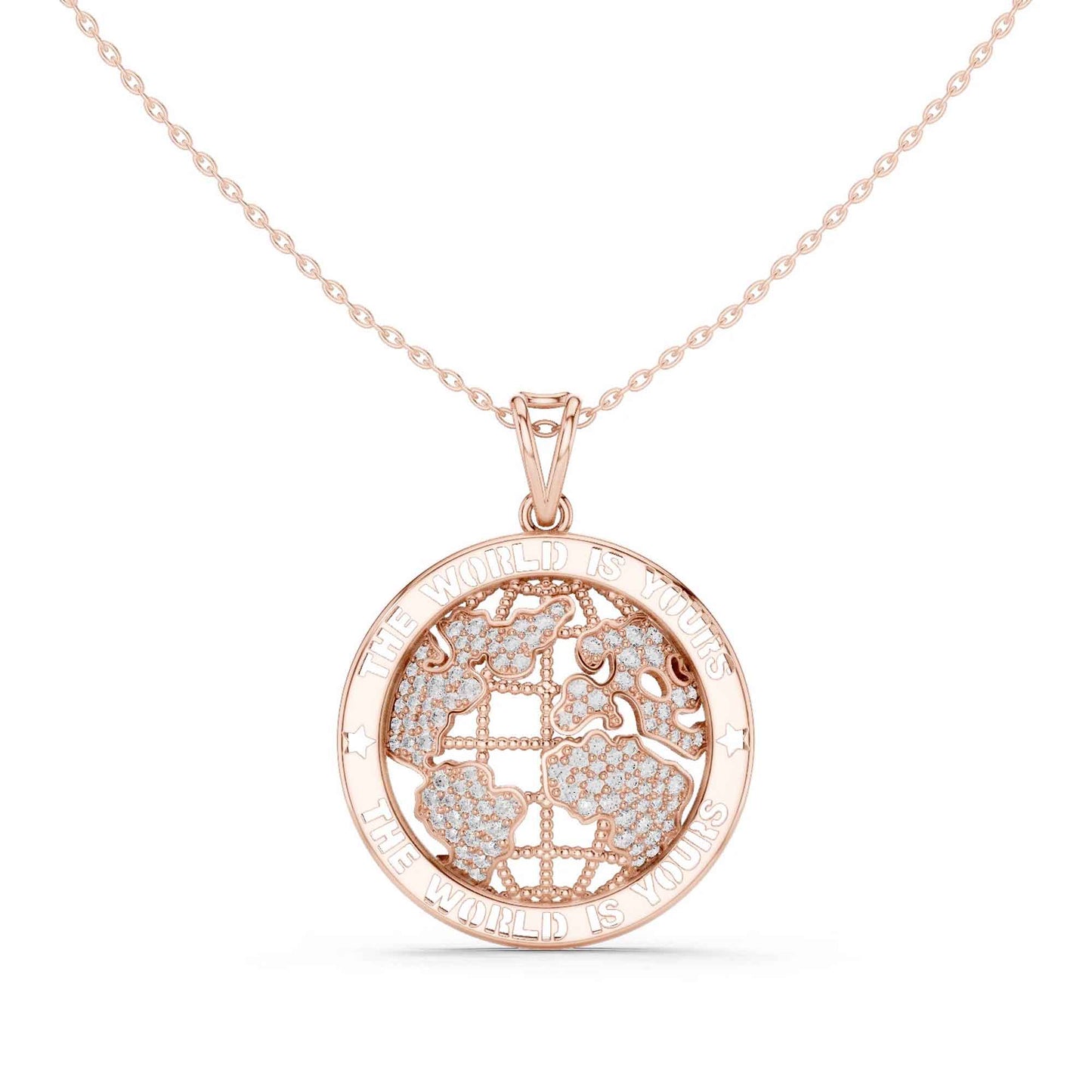 Lab Grown Diamond World Globe Medallion Chain & Pendant