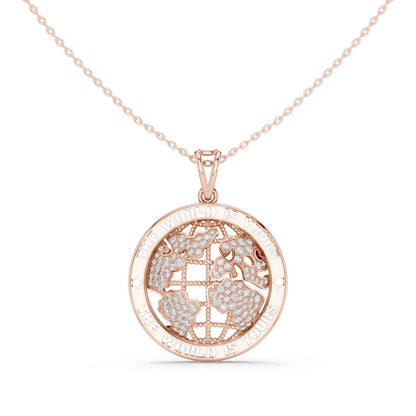 Lab Grown Diamond World Globe Medallion Chain & Pendant