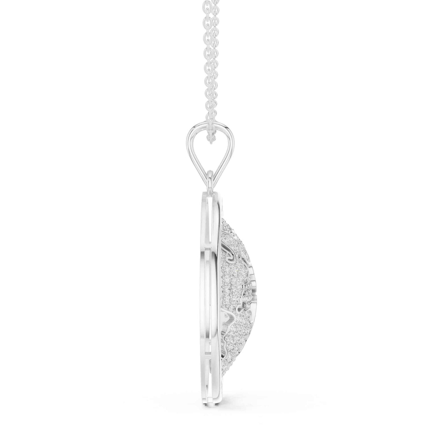 Lab Grown Diamond World Globe Medallion Chain & Pendant