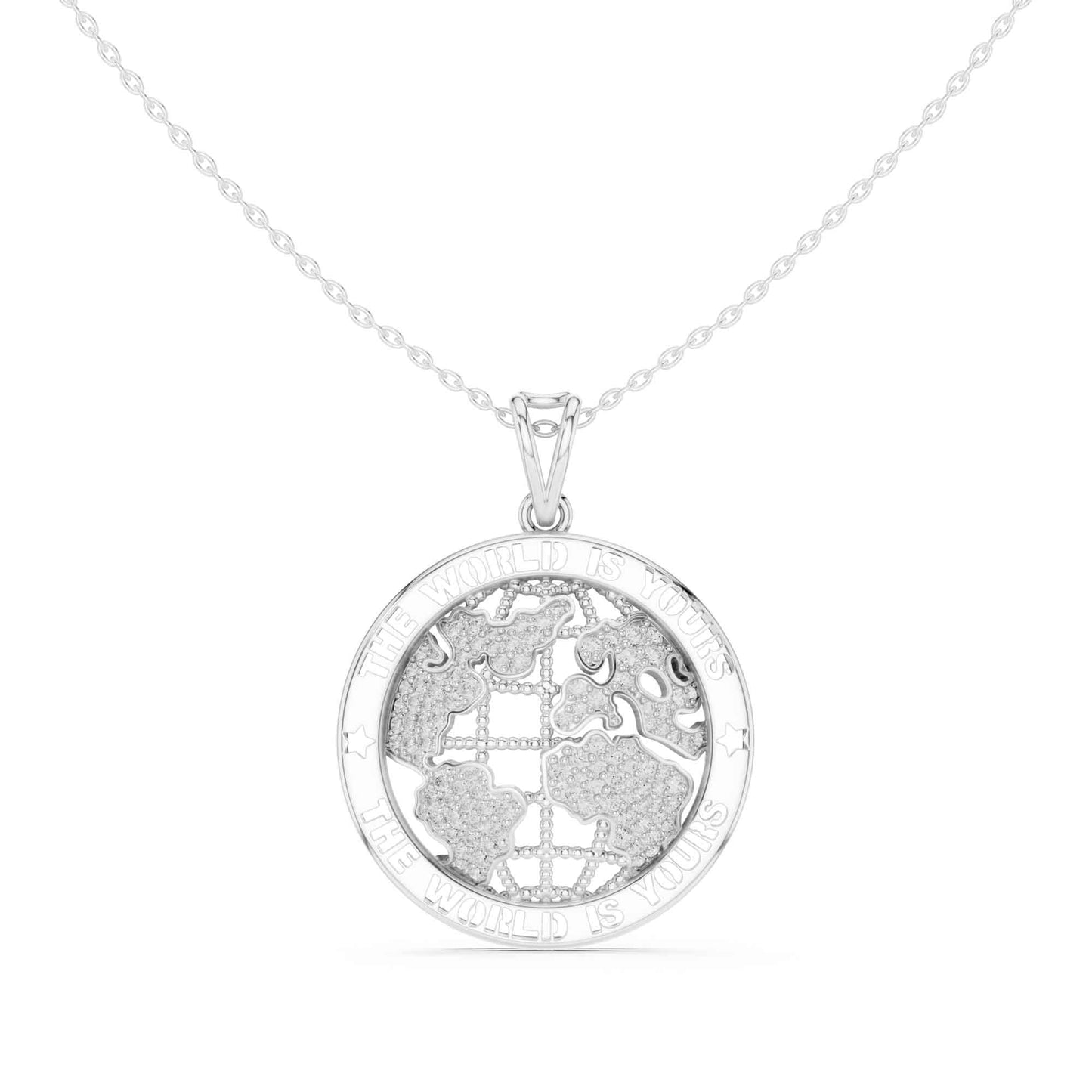 Lab Grown Diamond World Globe Medallion Chain & Pendant
