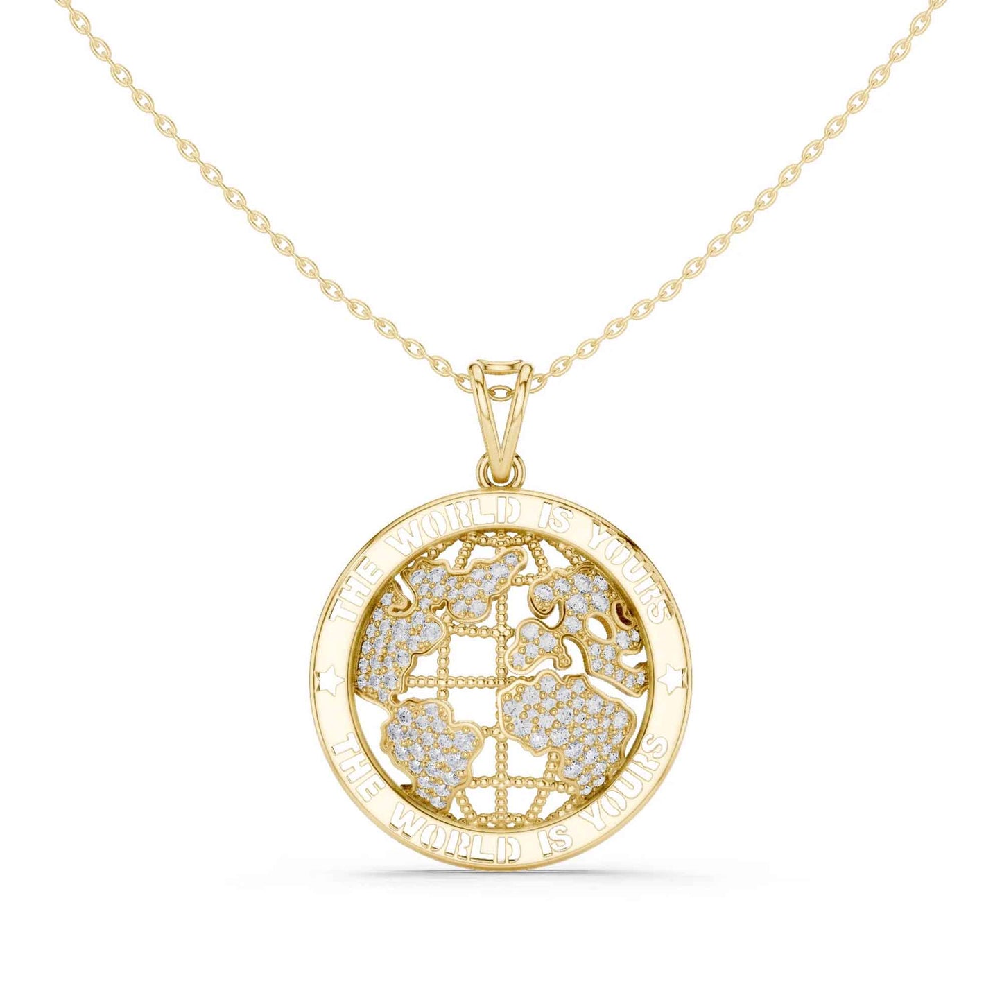 Lab Grown Diamond World Globe Medallion Chain & Pendant