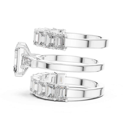2 Carat Emerald-Cut Diamond Bridal Set with Matching Eternity Bands