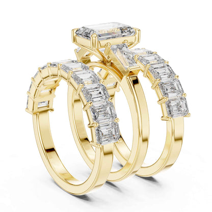 2 Carat Emerald-Cut Diamond Bridal Set with Matching Eternity Bands