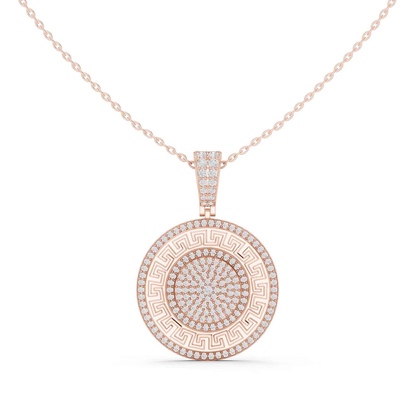 Greek Key Lab Grown Diamond Medallion Chain & Pendant