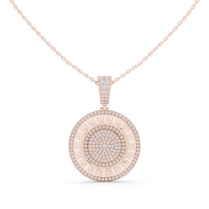 Greek Key Lab Grown Diamond Medallion Chain & Pendant