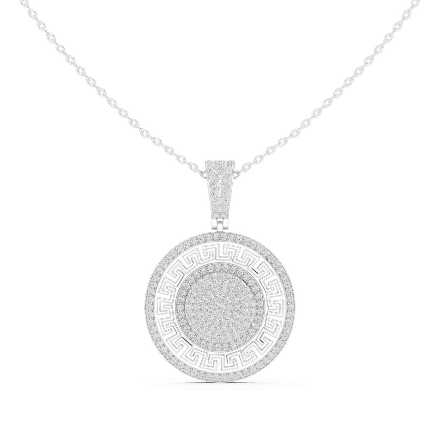 Greek Key Lab Grown Diamond Medallion Chain & Pendant