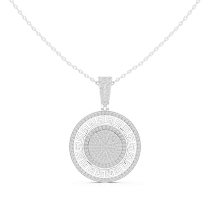 Greek Key Lab Grown Diamond Medallion Chain & Pendant