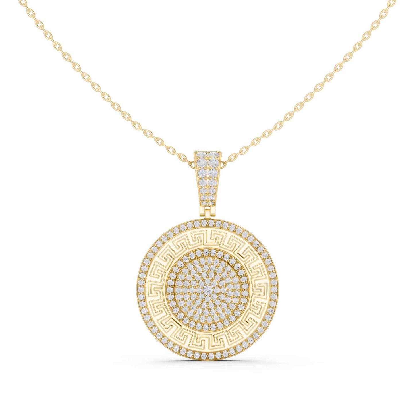 Greek Key Lab Grown Diamond Medallion Chain & Pendant