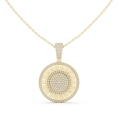 Greek Key Lab Grown Diamond Medallion Chain & Pendant
