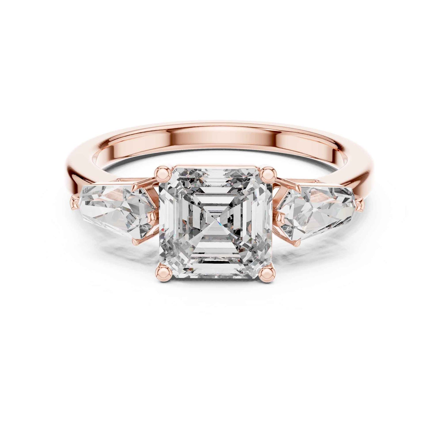 1 Carat Asscher-Cut Three-Stone Diamond Engagement Ring
