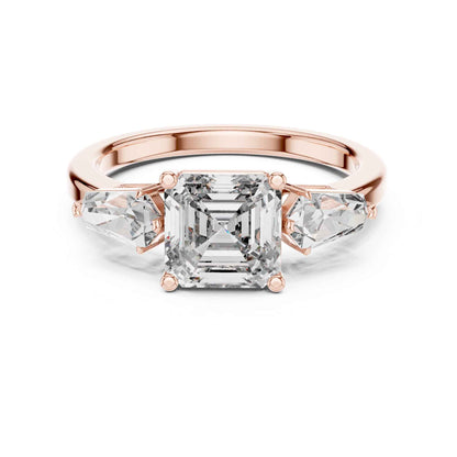 1 Carat Asscher-Cut Three-Stone Diamond Engagement Ring