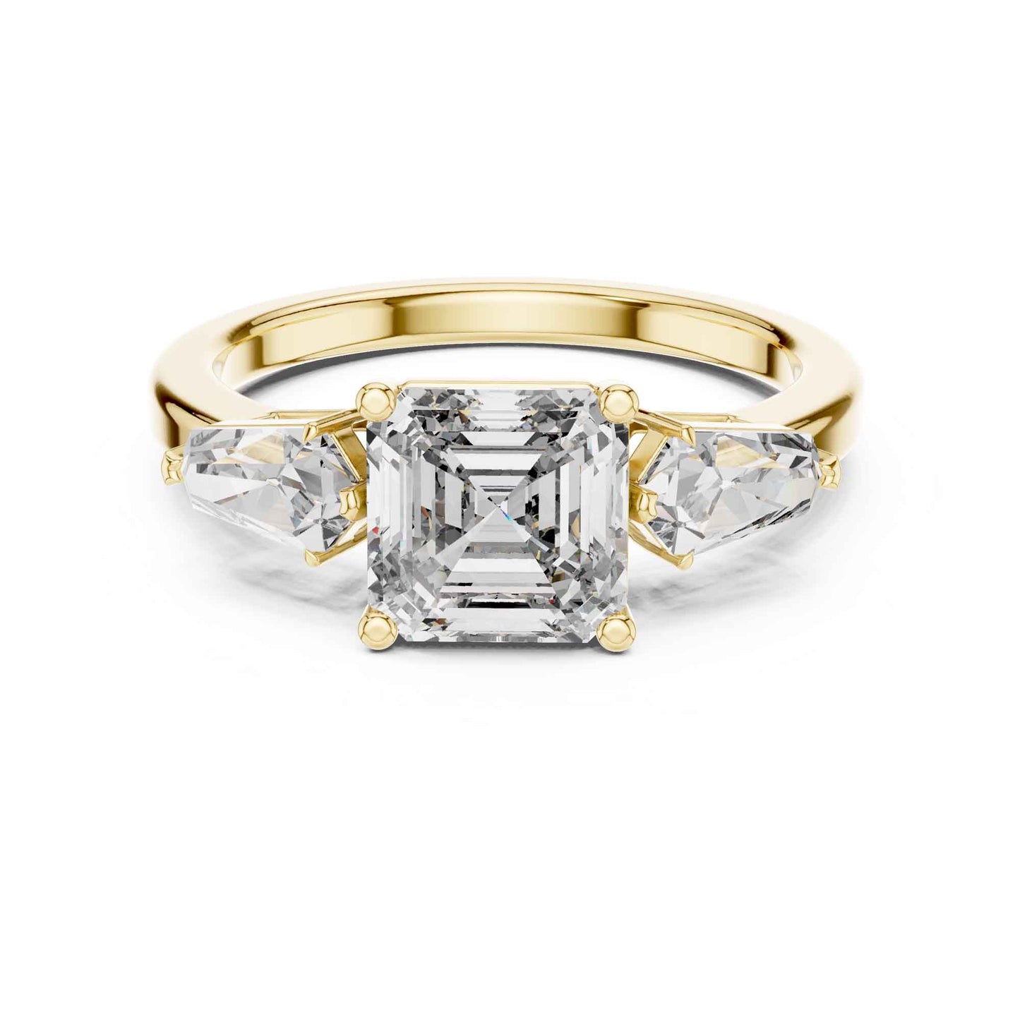 1 Carat Asscher-Cut Three-Stone Diamond Engagement Ring