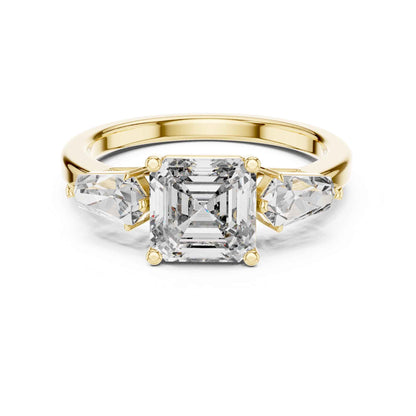 1 Carat Asscher-Cut Three-Stone Diamond Engagement Ring
