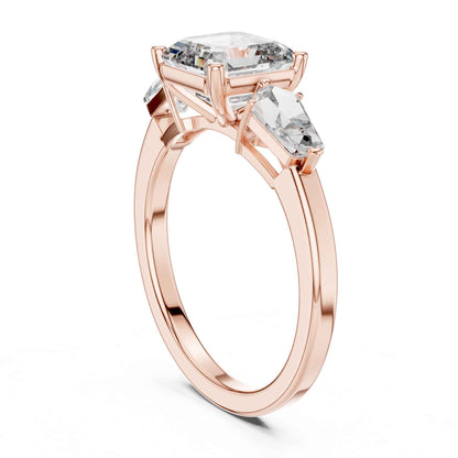 1 Carat Asscher-Cut Three-Stone Diamond Engagement Ring