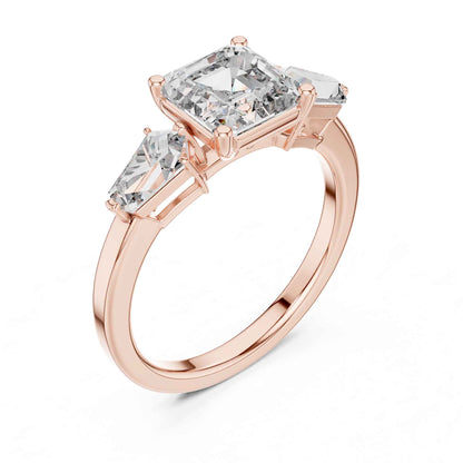 1 Carat Asscher-Cut Three-Stone Diamond Engagement Ring