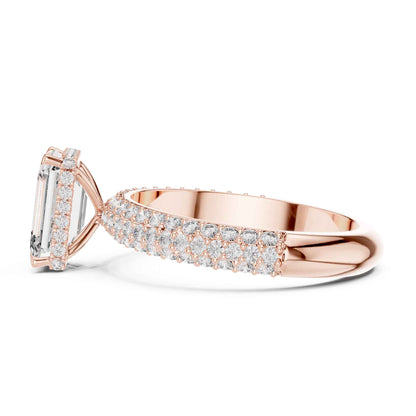 2 Carat Luxury Emerald-Cut Diamond Engagement Ring with Pavé-Set Band