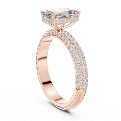 2 Carat Luxury Emerald-Cut Diamond Engagement Ring with Pavé-Set Band