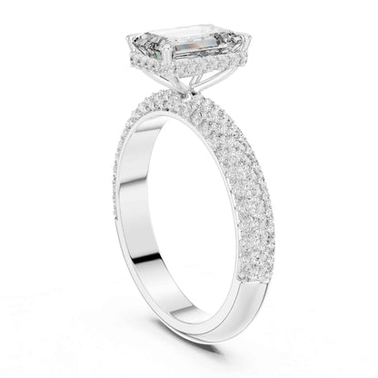 2 Carat Luxury Emerald-Cut Diamond Engagement Ring with Pavé-Set Band