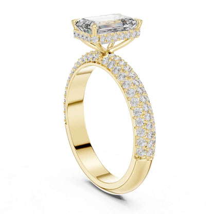 2 Carat Luxury Emerald-Cut Diamond Engagement Ring with Pavé-Set Band