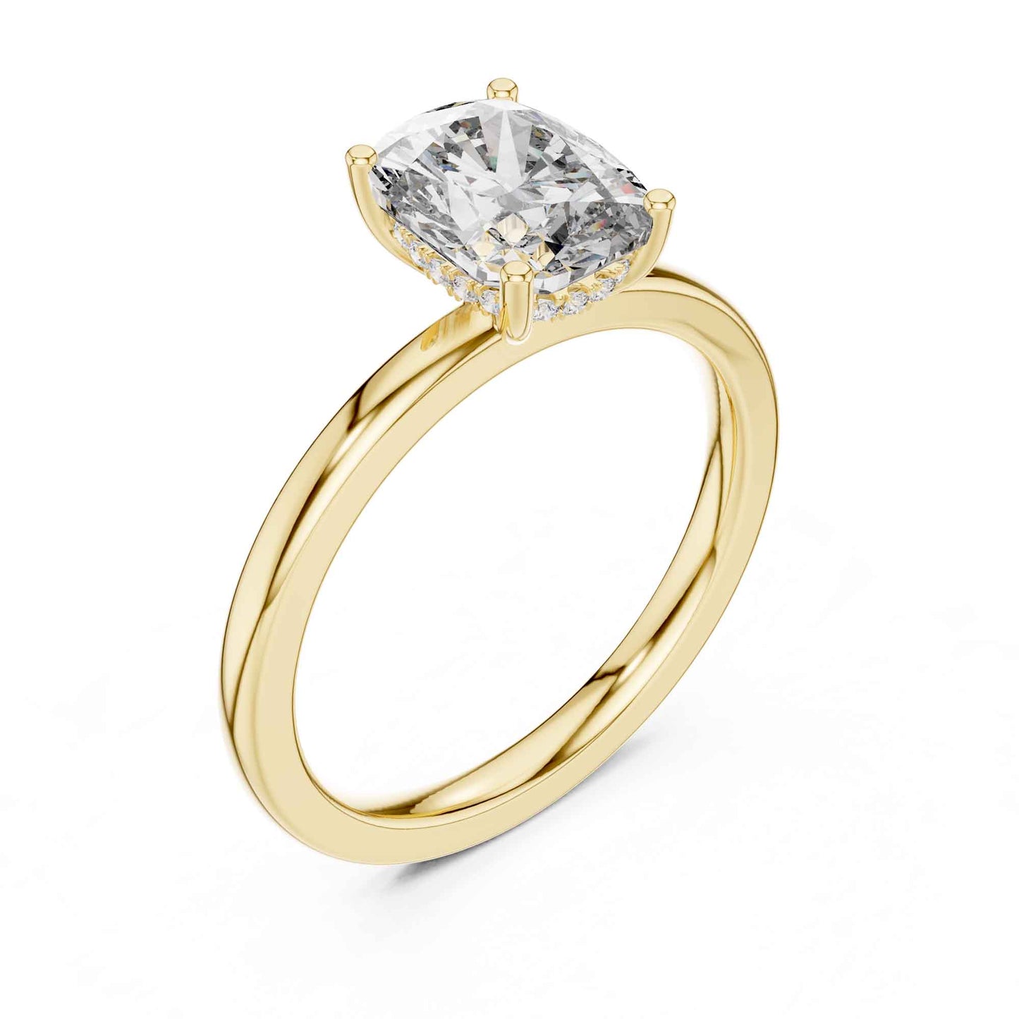 2 Carat Cushion Cut Lab Grown Diamond Solitaire Engagement Ring