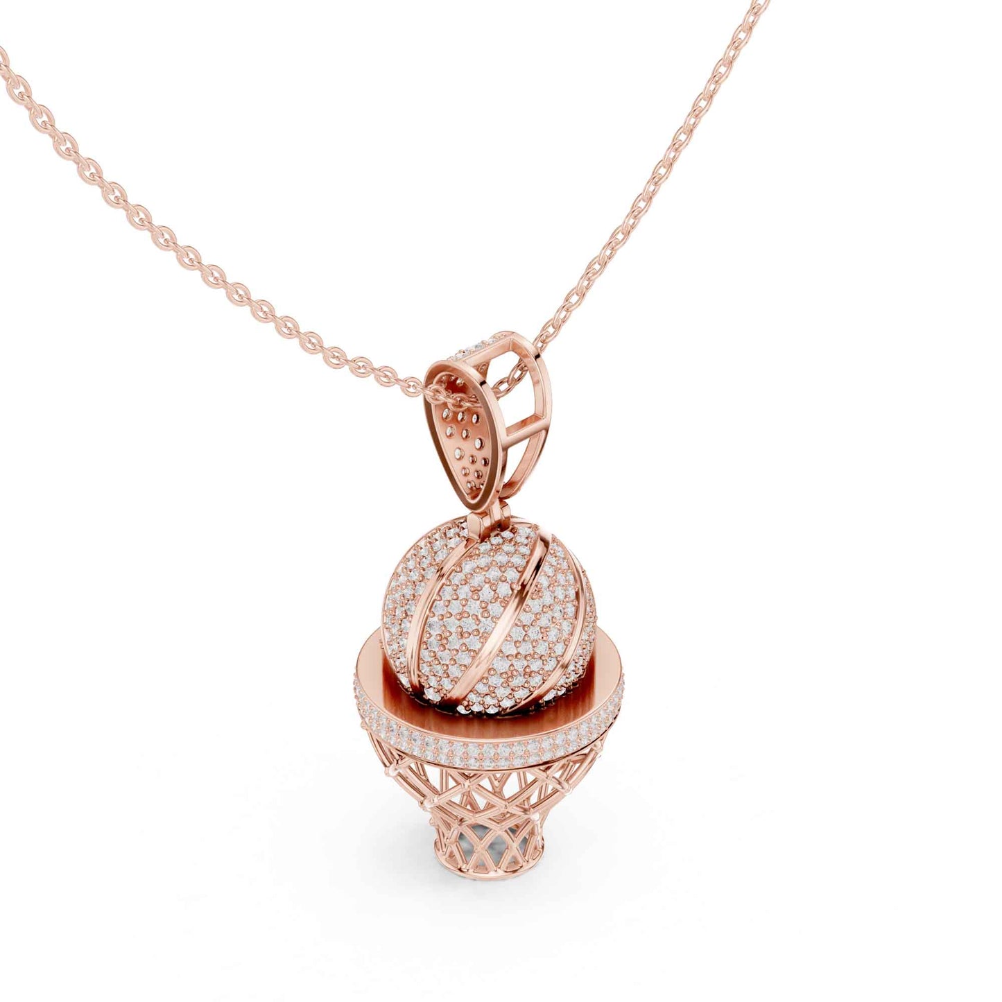 Iced Basketball Hoop Statement Lab Grown Diamond Chain & Pendant