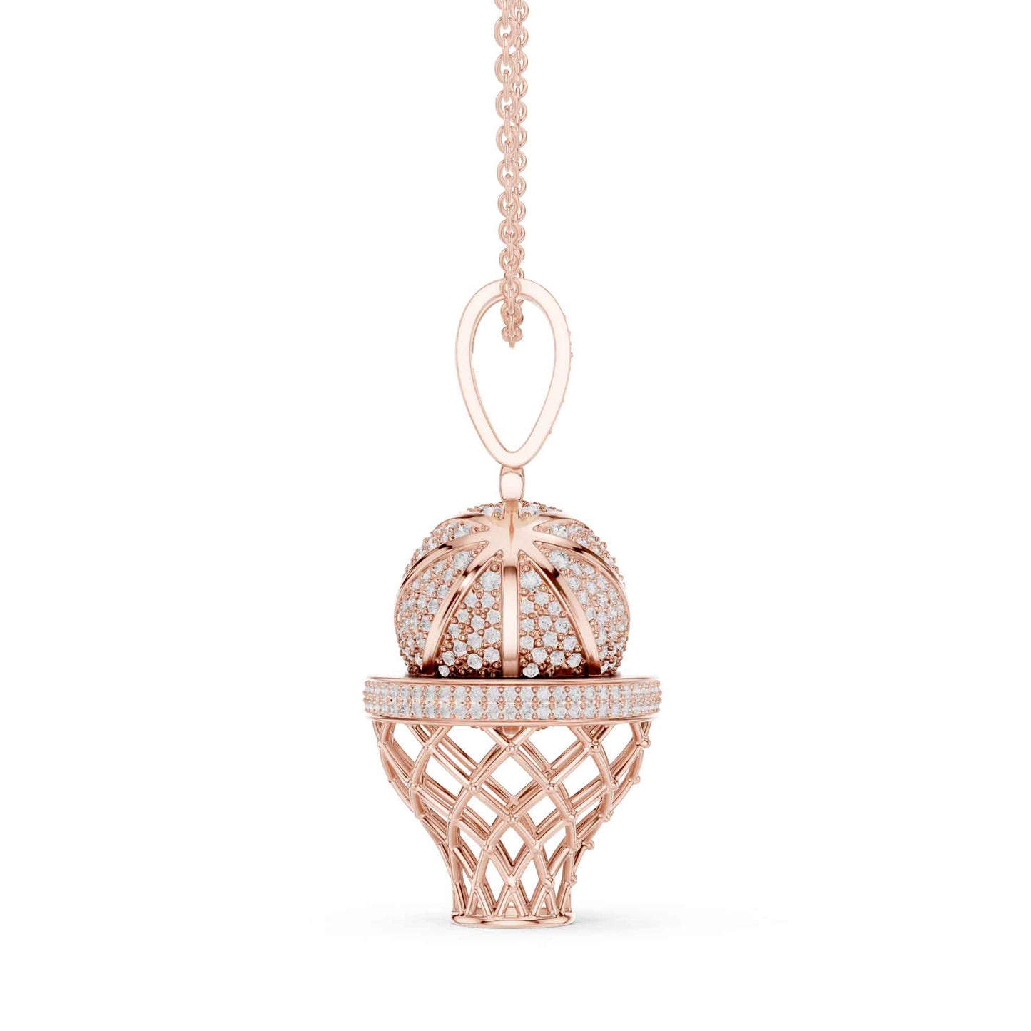 Iced Basketball Hoop Statement Lab Grown Diamond Chain & Pendant