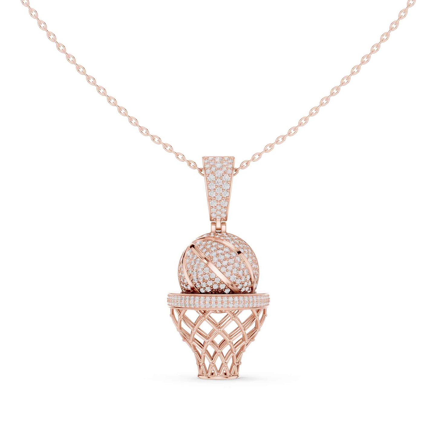 Iced Basketball Hoop Statement Lab Grown Diamond Chain & Pendant