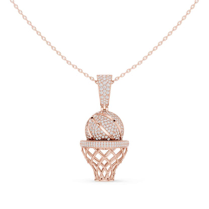 Iced Basketball Hoop Statement Lab Grown Diamond Chain & Pendant