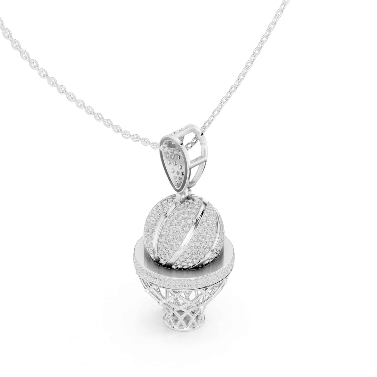 Iced Basketball Hoop Statement Lab Grown Diamond Chain & Pendant