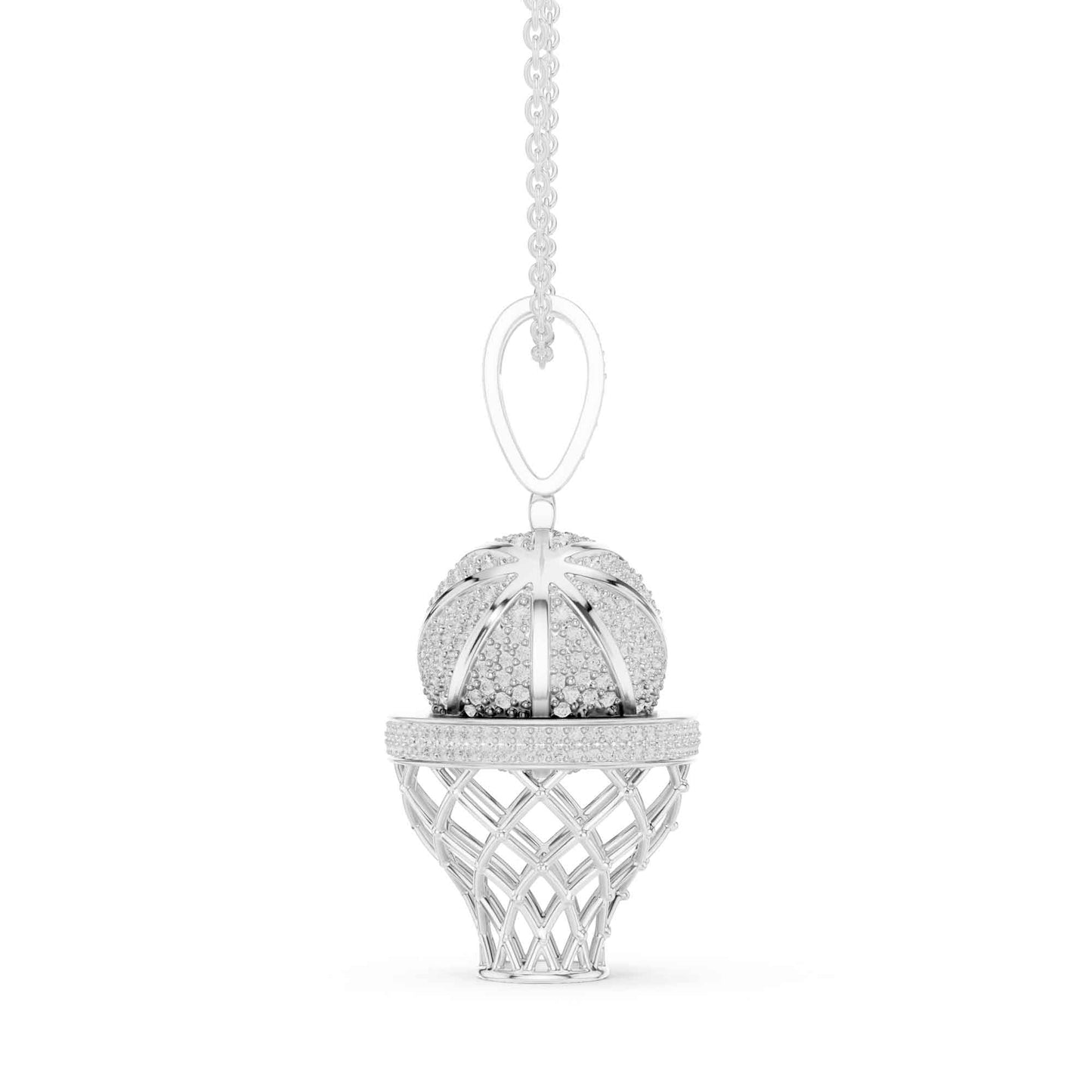 Iced Basketball Hoop Statement Lab Grown Diamond Chain & Pendant