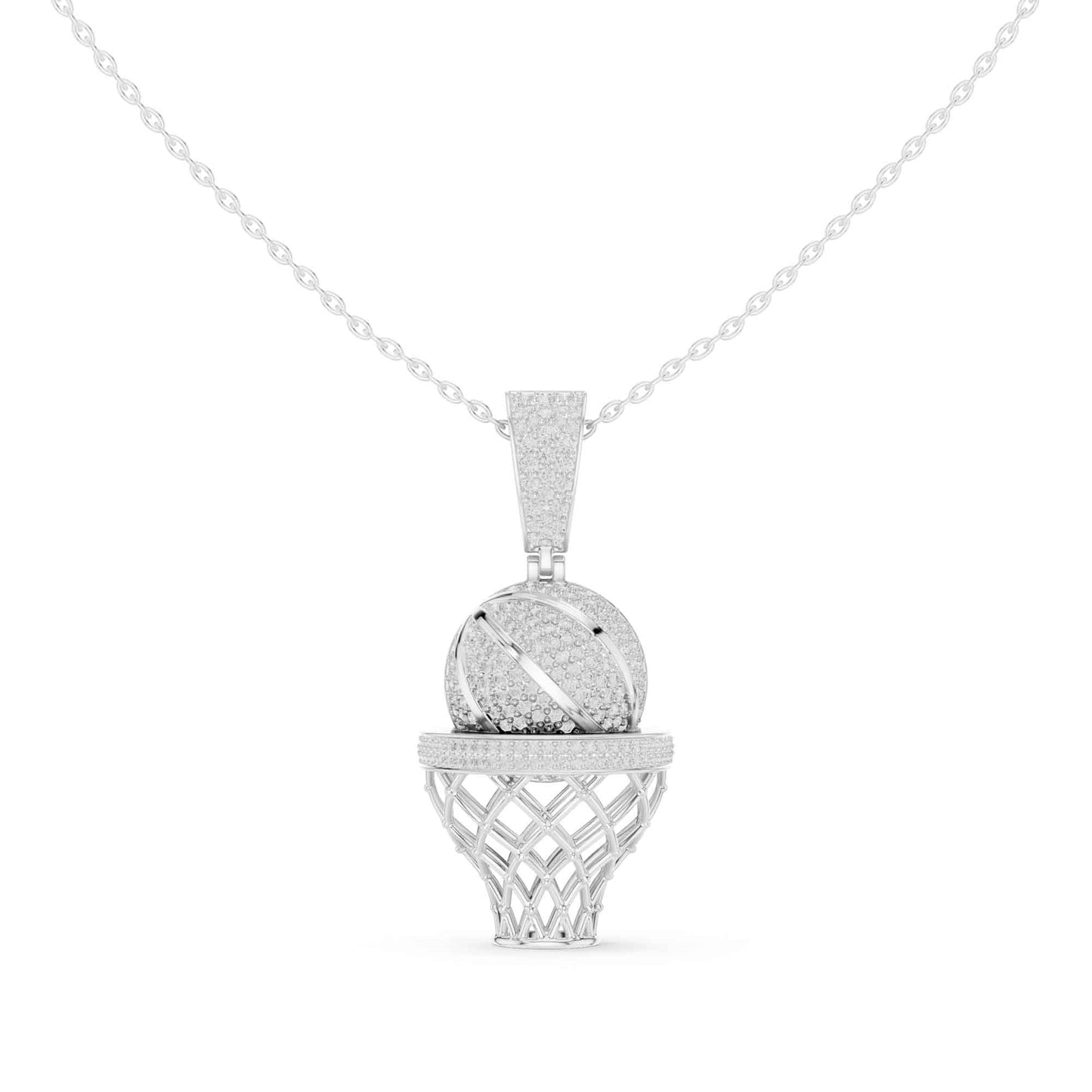 Iced Basketball Hoop Statement Lab Grown Diamond Chain & Pendant