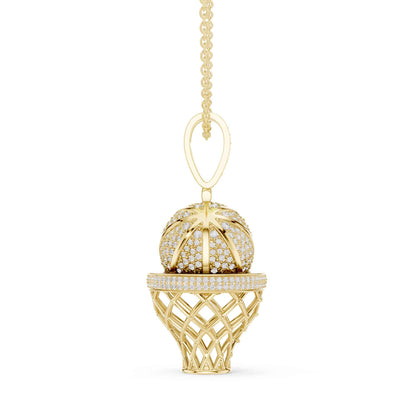 Iced Basketball Hoop Statement Lab Grown Diamond Chain & Pendant